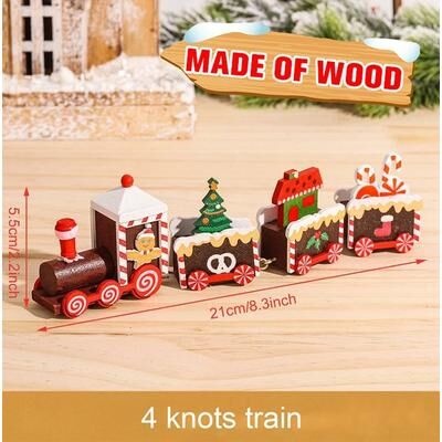 Inspired Living Cozy Christmas Wooden Train Decoration For Tabletop Christmas Decor And Holiday Home Display wooden 05