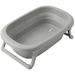 Faltbare Babybadewanne mit Ablaufstopfen - Grau