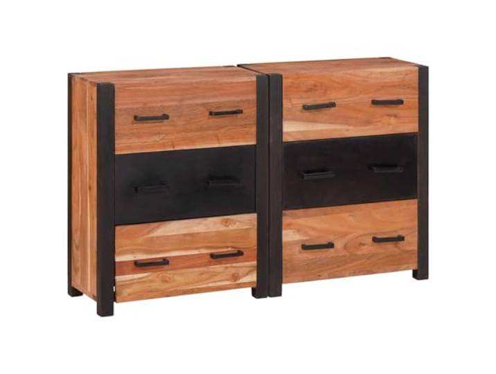 HEFZGDB Modernes Sideboard mit D-Griffen und Schubladen in Braun aus Akazienholz für Wohnzimmer mit viel Stauraum und moderner Einrichtung