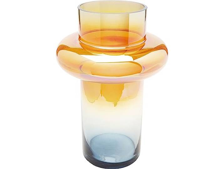 Kare Design Vase Phenom Ring Multi, Orange/Blau, Blumenvase, Dekorationsvase, Gefäß für Blumen, Tischvase, 30cm
