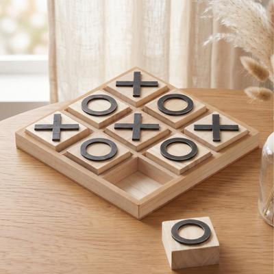 American Art Decor "Wood Tic Tac Toe Game Board Tabletop Decor (9"" x 9"") - 9"" x 9"""