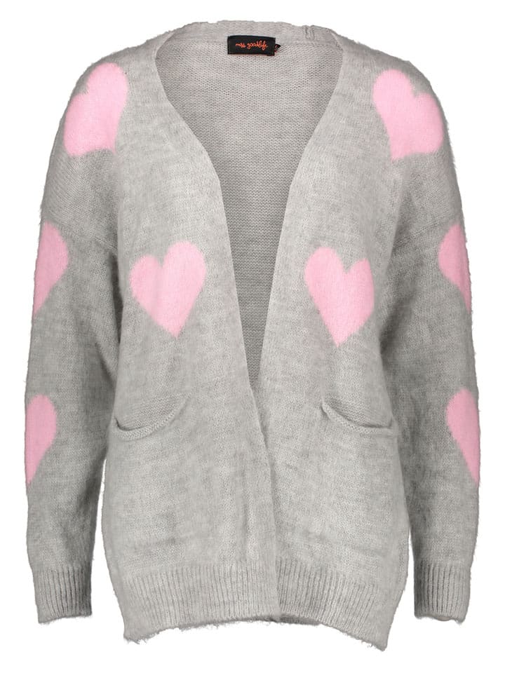 miss goodlife Cardigan "Hearts" in Grau/ Rosé - L