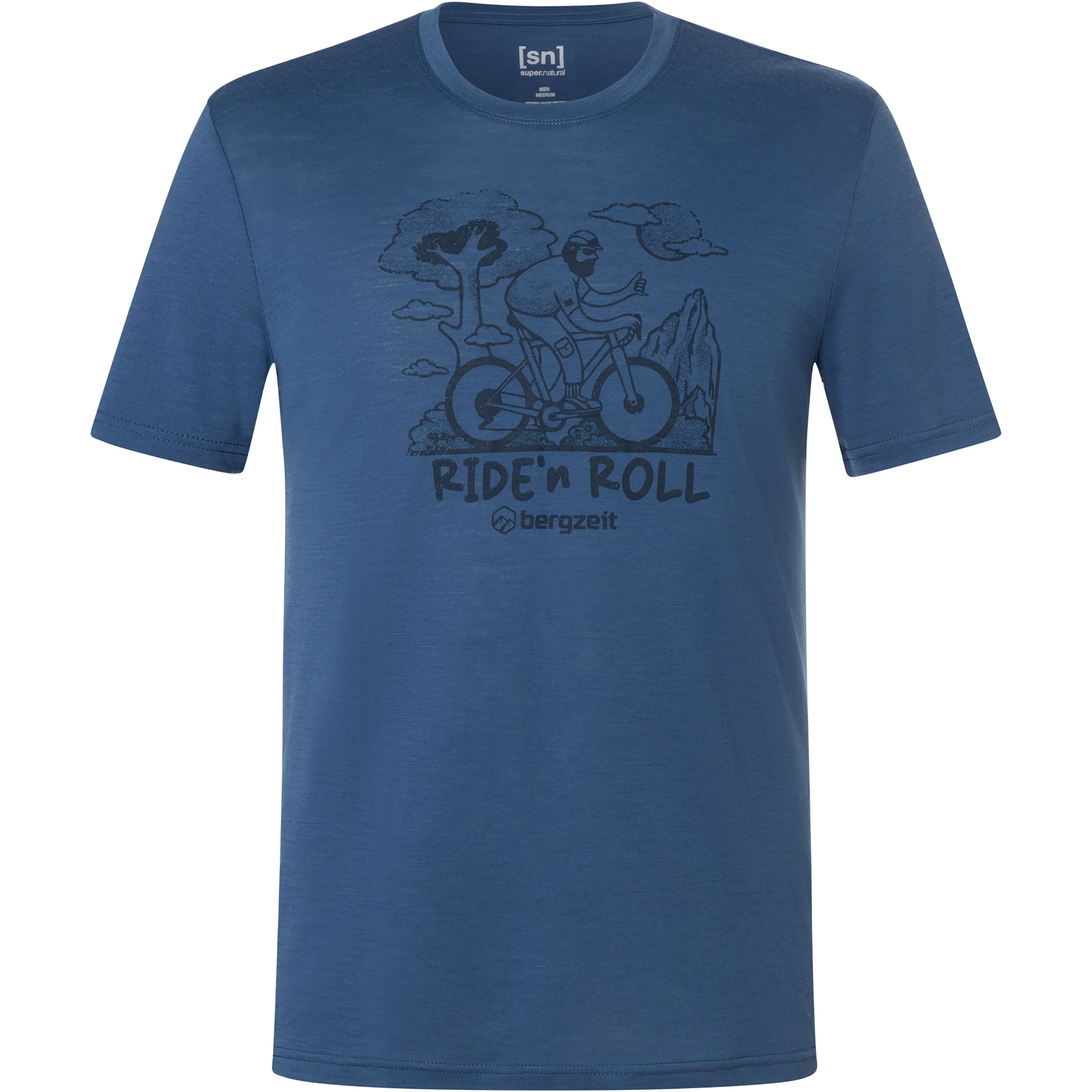 Super.Natural Bergzeit Ride N Roll Herren T-Shirts blau Größe S Trekking Hautfreundlich Merinowolle