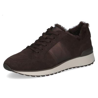 Keilsneaker CAPRICE, Damen, Gr. 40, Warmfutter, dunkelbraun, Leder, Schuhe, Freizeitschuh, Halbschuh, Schnürer mit Kontrastbesatz