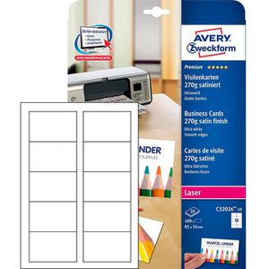 Zweckform Avery  C32026-10 Visitenkarten 85x54 weiß