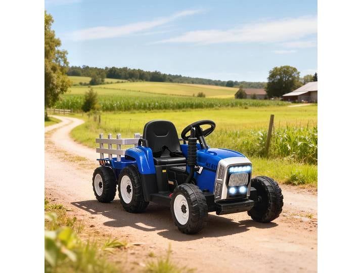 HOMCOM Tracteur Électrique Enfants 3-6 Ans avec Remorque et Lumières