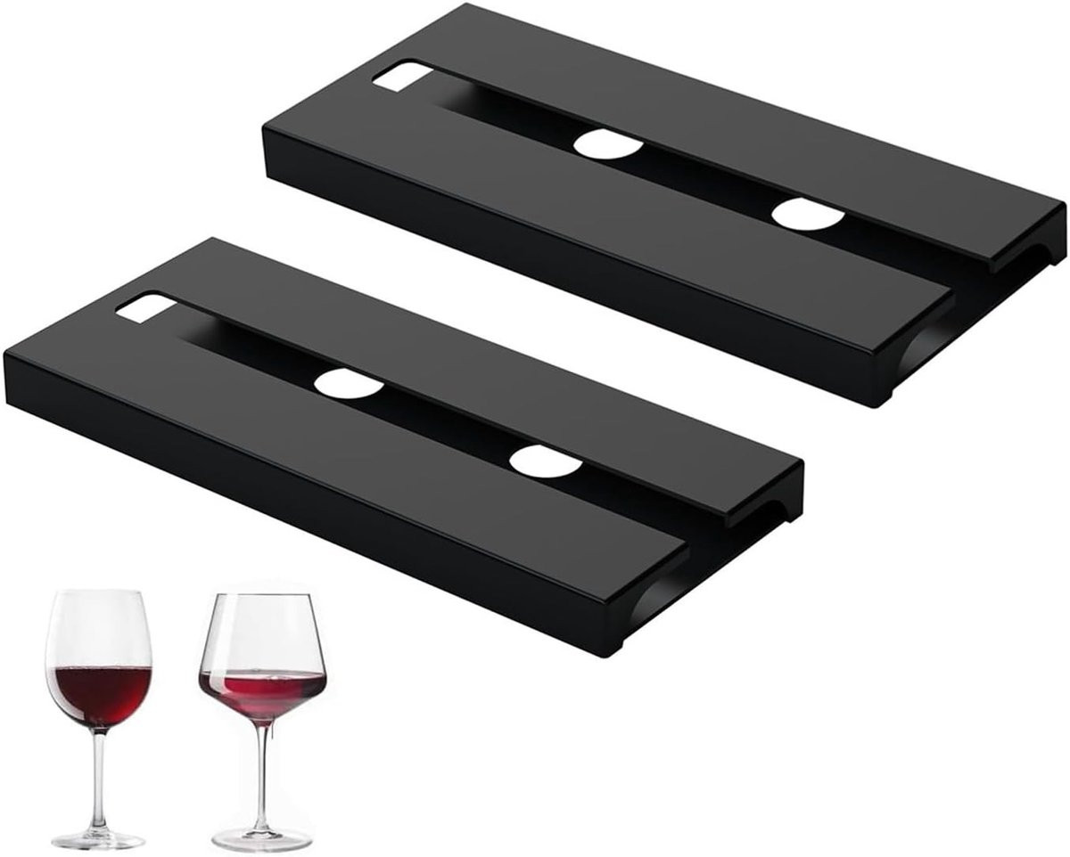 Set van 2 Zwarte Hangende Wijnfles- en Glashouders voor Keuken, Restaurant of Bar
