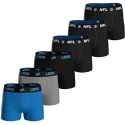 NFL Herren Boxershorts, 6er Pack - NFL Teams, Boxers, Football, Logo, Baumwollmischung Detroit Lions/Schwarz / M
