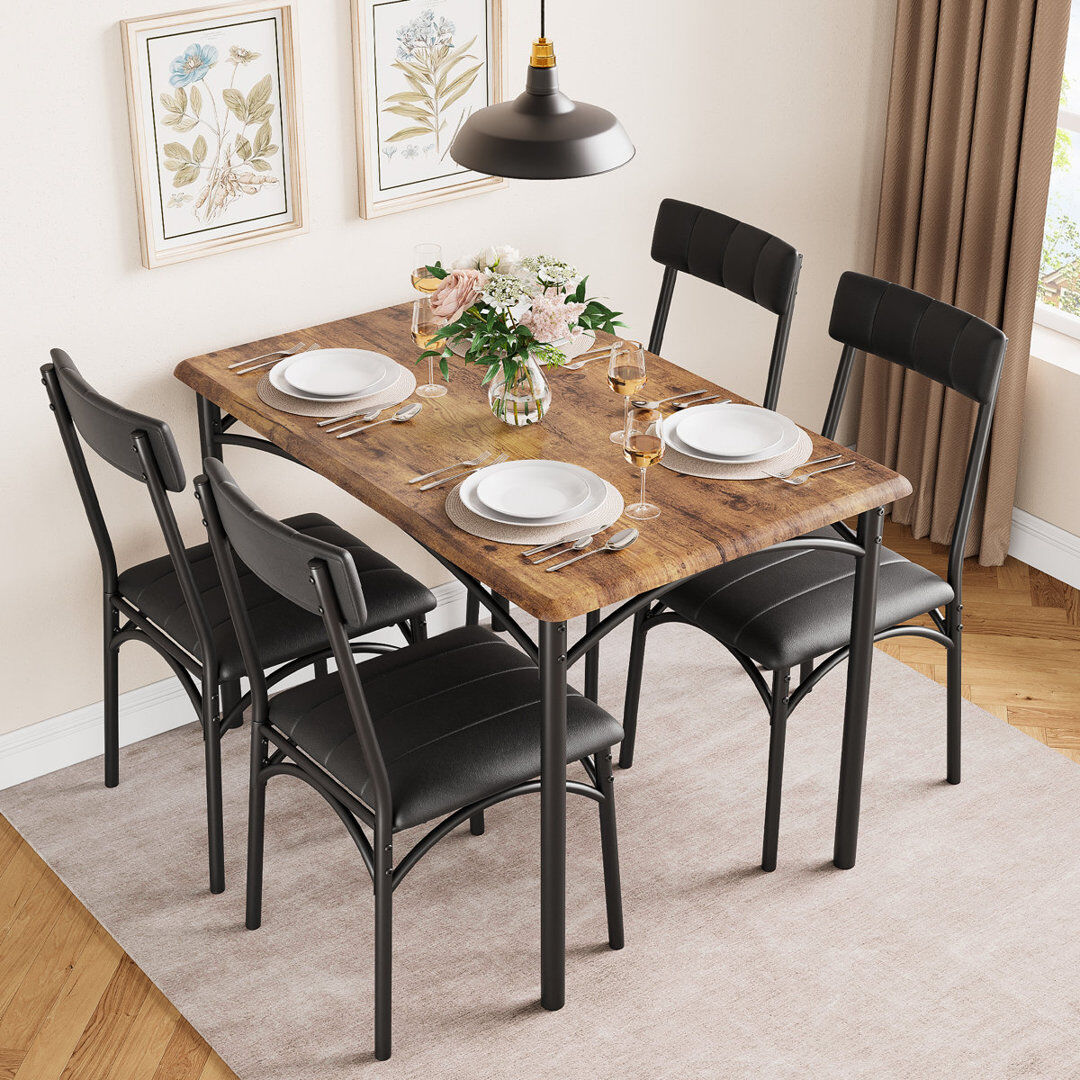 Blue Elephant Tayden 4 - Person Dining Set Brown 4