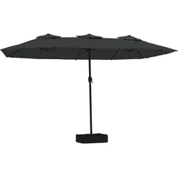 vidaXL Doppel-Sonnenschirm mit LED-Leuchten Schwarz 449x245 cm