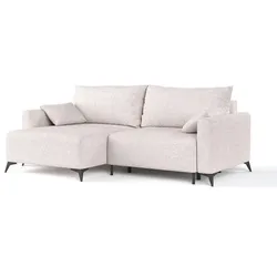 ECKSOFA NUVIO mit Schlaffunktion Hellbeige im Neve Stoff