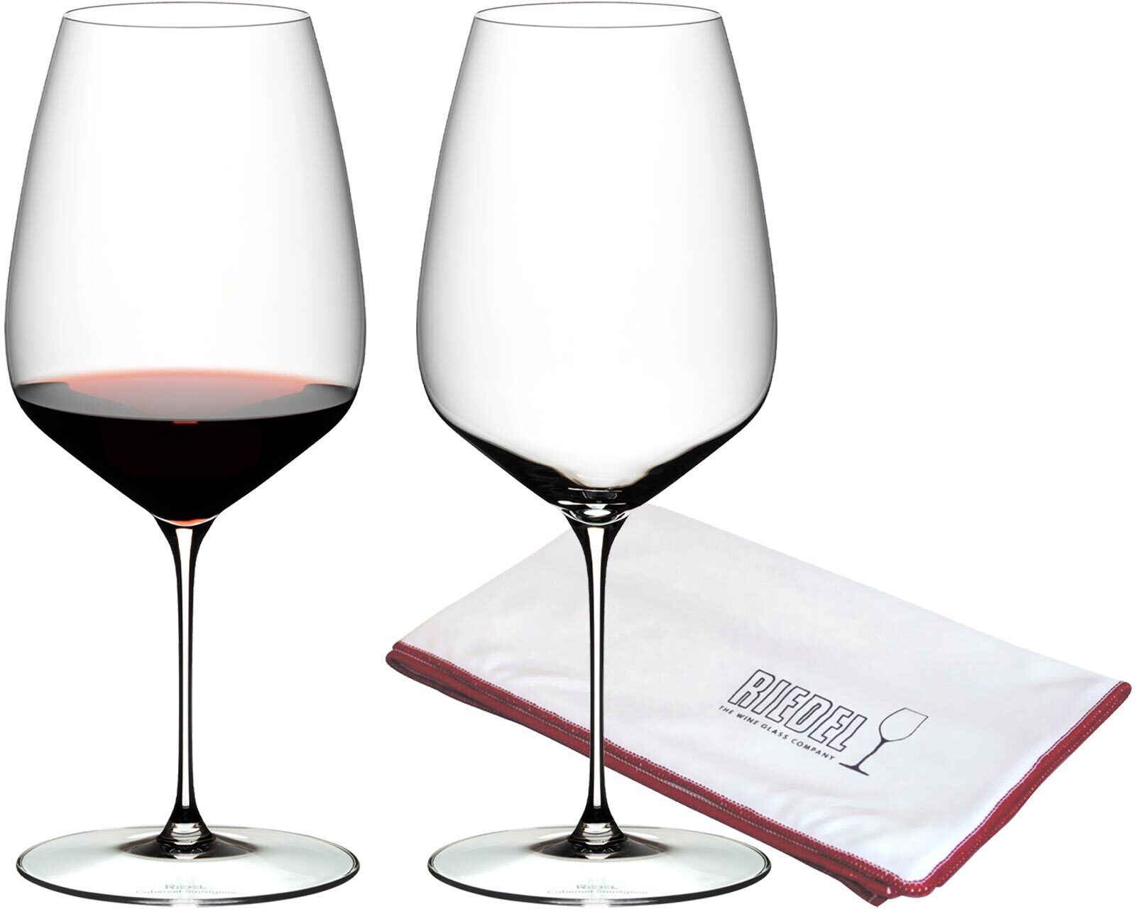 Rotweinglas "Cabernet / Merlot Weingläser + Poliertuch Veloce 829 ml 2er Set transparent", bunt (transparent), Glas, RIEDEL THE WINE GLASS COMPANY, Trinkgefäße, Rotweinglas