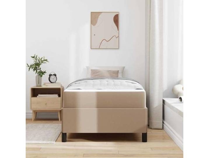 KTHLBRH Cappuccino Bettgestell 100 x 200 cm Stoff Technisches Holz, atmungsaktiv, stabil, modernes Design, zeitgenössisches Zimmer