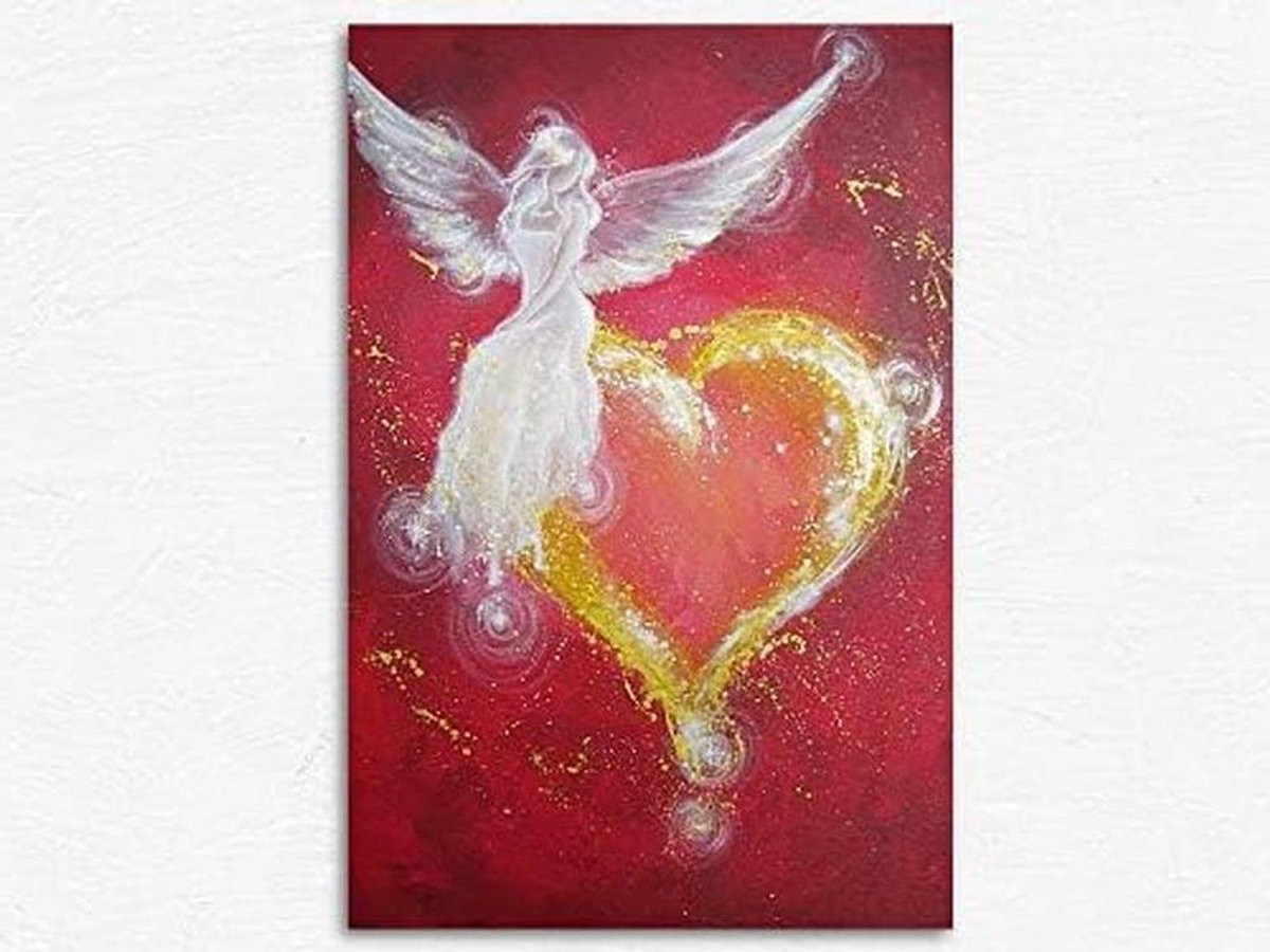 Kunstfoto Engelhart Wanddecoratie Bruiloft Rood Wit 20 x 30 cm