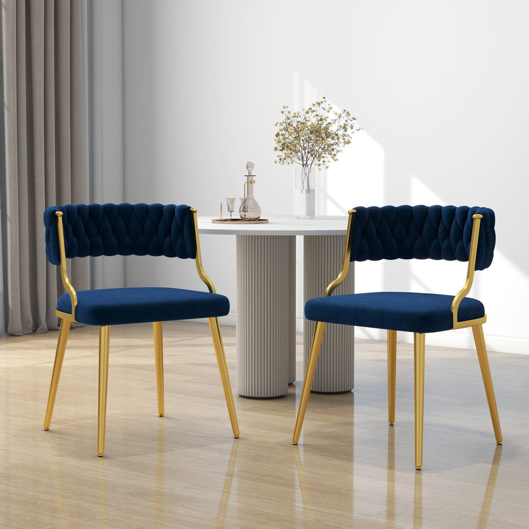 Pia Ricco Christal Upholstery Dining Chair Navy Blue 69cm H X 55cm W X 53cm D