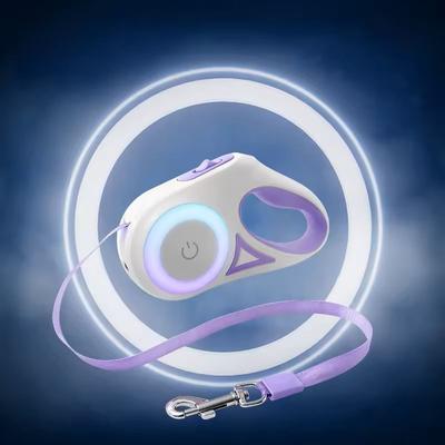 Uplift Essentials Retractable Dog Leash With LED Flashlight And Night Glow 5m purple