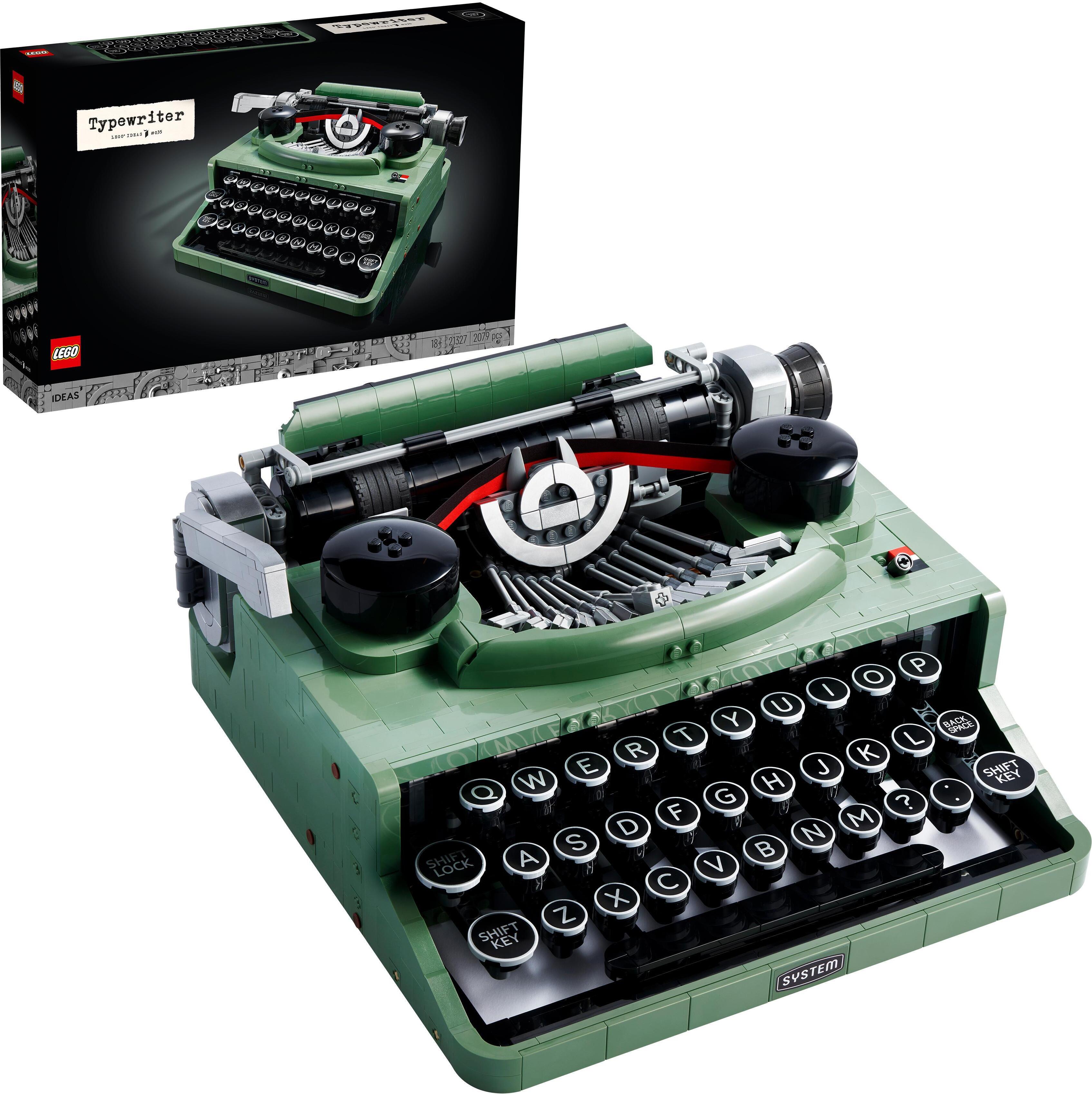LEGO Ideas Schreibmaschine, Basteln für Erwachsene, Retro-Modell zum Sammeln und Dekorieren, kreative Hobbys, einzigartige Geschenkidee 21327