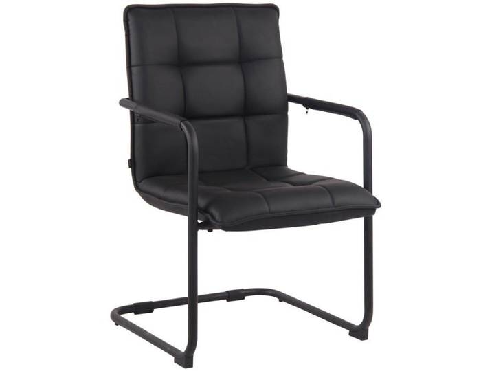 Chaise visiteur fauteuil de bureau sans roulettes en synthetique noir cadre metal noir BUR10479