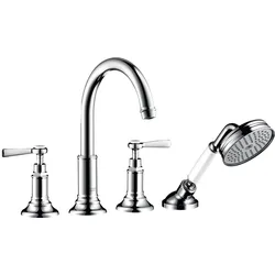 hansgrohe AXOR MONTREUX 4-Loch Wannenrandarmatur, Hebelgriffe, Ausladung 196mm, 16550000, Farbe: Chrom