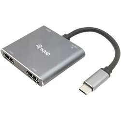 Equip USB-C 4-in-1 Dual-HDMI-Adapter, USB 3.0, 100W USB PD