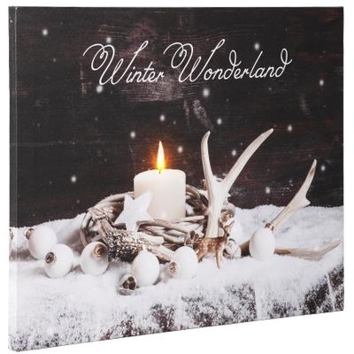 LED-Bild DREAMS "Winter Wonderland, Weihnachtsdeko", grau (farbe bild(er): weiß, anthrazit, taupe), B:50cm H:40cm, MDF, Bilder, batteriebetrieben