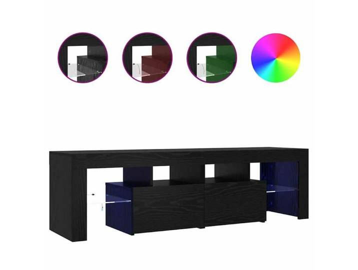 NOUVEAU Meuble télé - Meuble TV - Console TV - avec éclairage LED en - Chêne noir - 140x36 5x40cm bois composite 69854