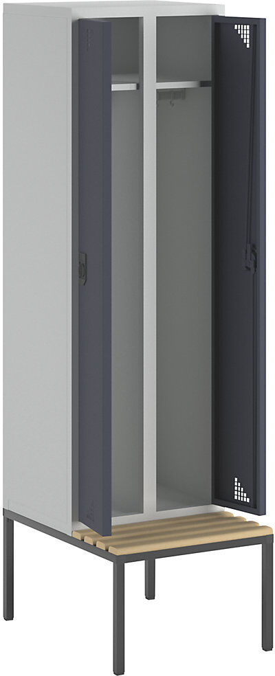 Spind Bremen Sitzbank, 2 Abteile, Türen anthrazitgrau, Breite 600 mm eurokraft pro