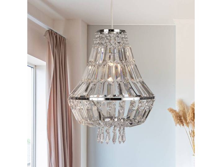 Searchlight Hängeleuchte Dietana, dimmbar, chrom / silber, für Wohn- / Esszimmer, Metall, Modern