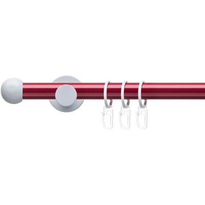 Gardinenstange LIEDECO "Fertigstilgarnitur 20 mm Power Celebration Kugel" Gr. 2, rot (rot, weiß), L:200cm Ø:2mm, Eisen, Gardinenstangen, Gardinenstange Komplett, Farbkombination