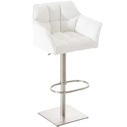 Proregal CHEFGASTRO Barhocker PHILADELPHIA Edelstahl HxBxT 88x64x45cm Kunstleder Weiß Barstuhl