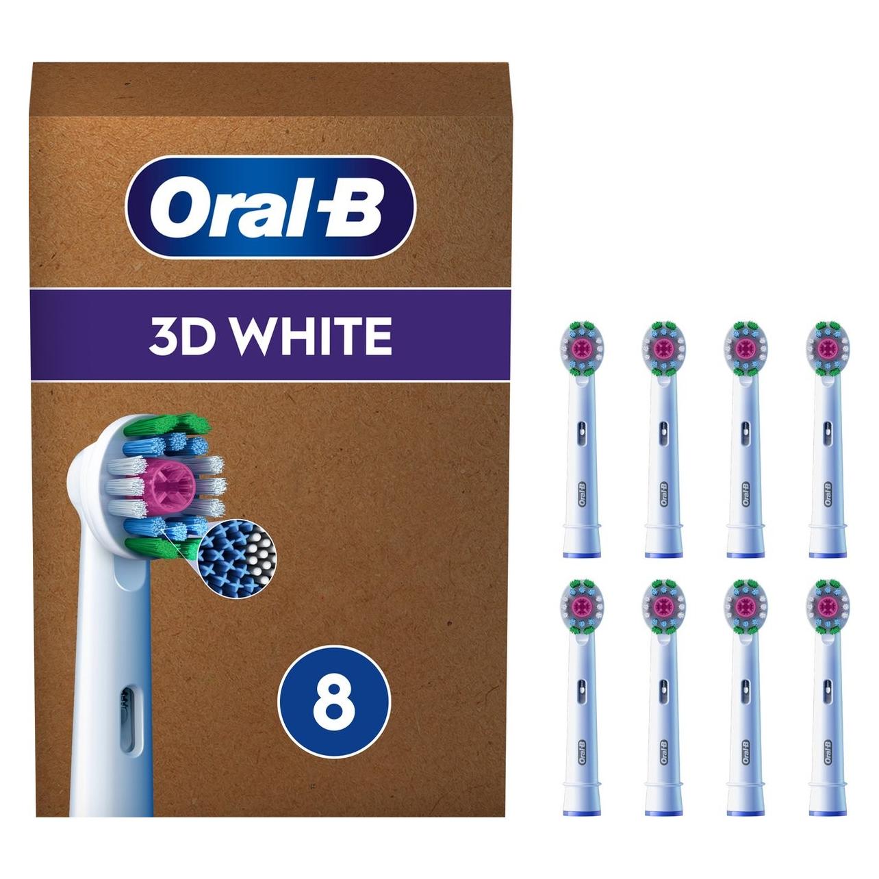 Oral-B Pro - 3D White - Opzetborstels met CleanMaximiser Technologie - 8 Stuks - Brievenbusverpakking (8x) (80728042)
