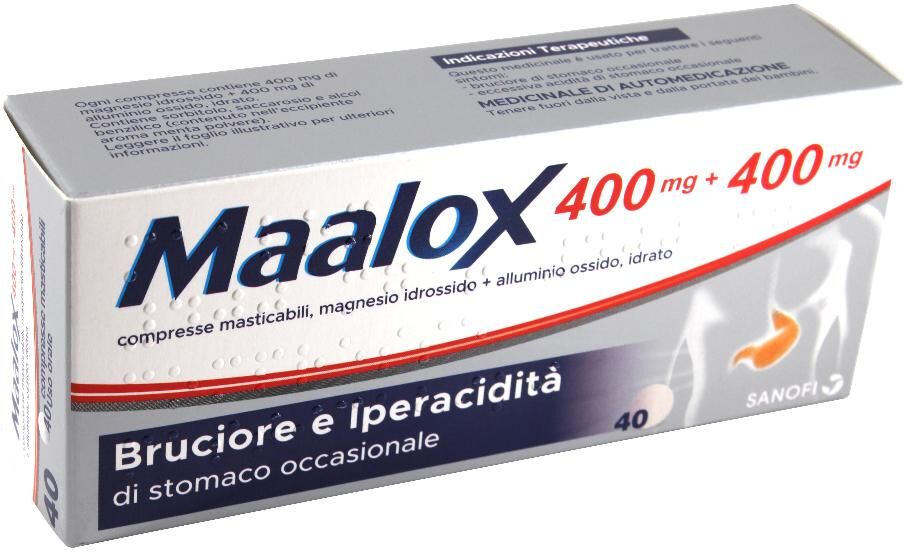 GMM FARMA Srl Maalox 400 mg + 400 mg, 40 Compresse Masticabili