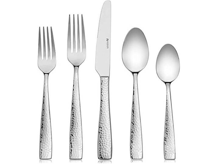 Hudson Essentials 60-teiliges Besteck-Set aus gehämmertem 18/10 Edelstahl, Besteck-Service für 12 Personen
