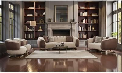 Furnia Luxen 3 Pieces Living Room Sets 2 Sofa 1 Chair