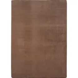 KURZFLORTEPPICH Waschbar ISAR, einfarbig, aus Polyester, Mokka, Ø 120 cm