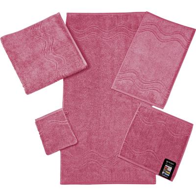 Waschhandschuh ROSS "Cashmere feeling", lila (malve), B:16cm L:22cm, Frottier, Baumwolle, Handtücher, mit Wellen-Bordüre