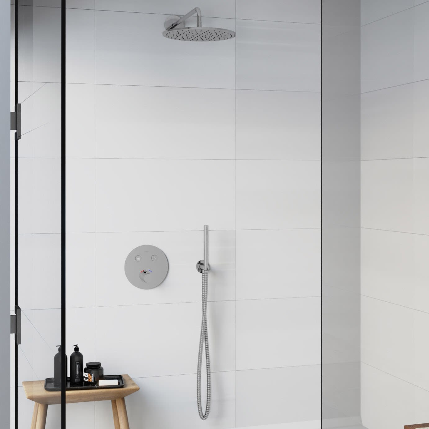 Steinberg Sensual Rain Pushtronic Set 3 round, thermostat, 2 consumers, with rain shower Ø 30 cm PushtronicSet3-round