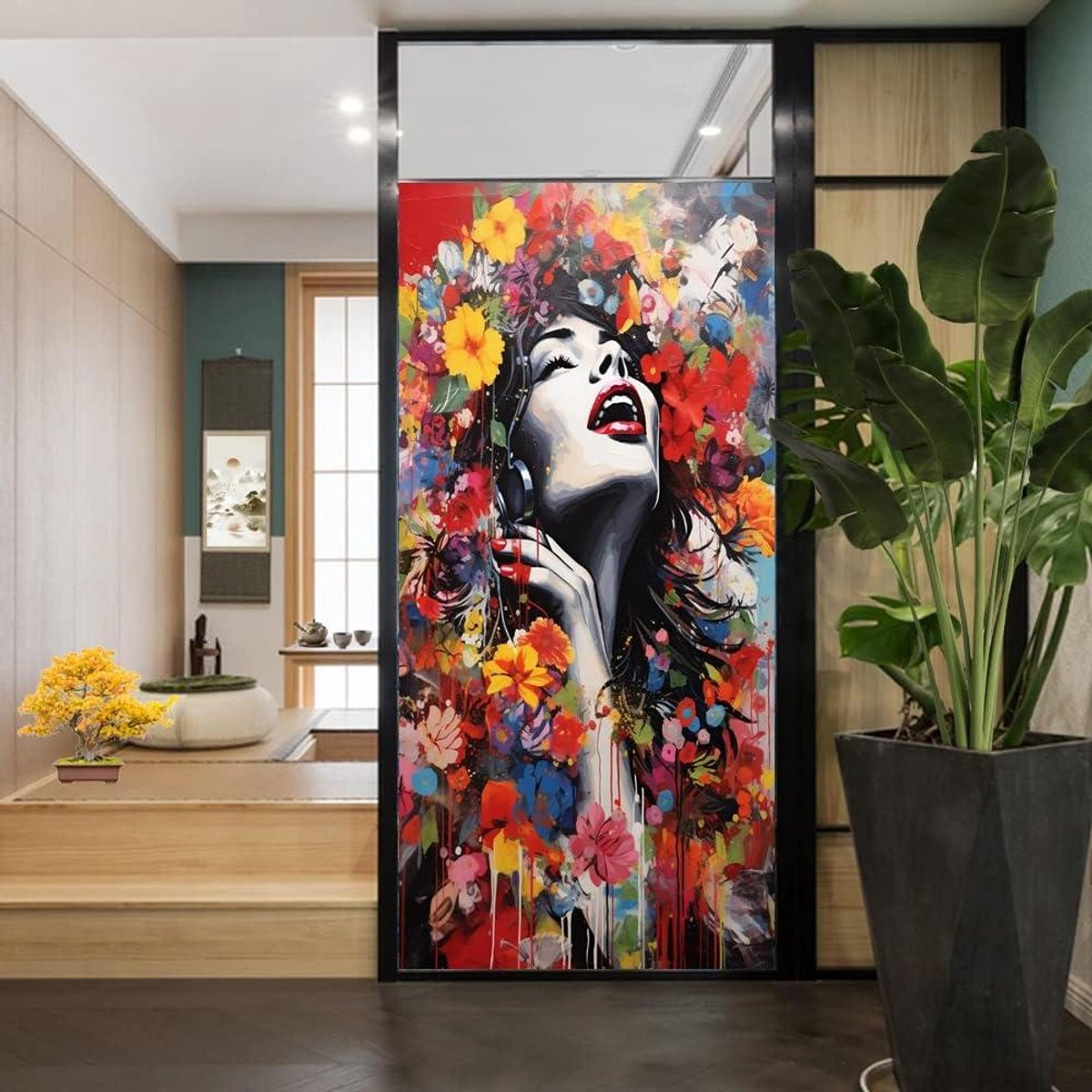 Decoratieve privacyfolie voor ramen, statisch hechtend, 70 x 100 cm, Stijl B