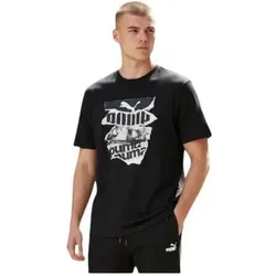 Puma, Fussballtrikot, Schwarzes T-Shirt Mit Grafik-Fotodruck (M), Schwarz
