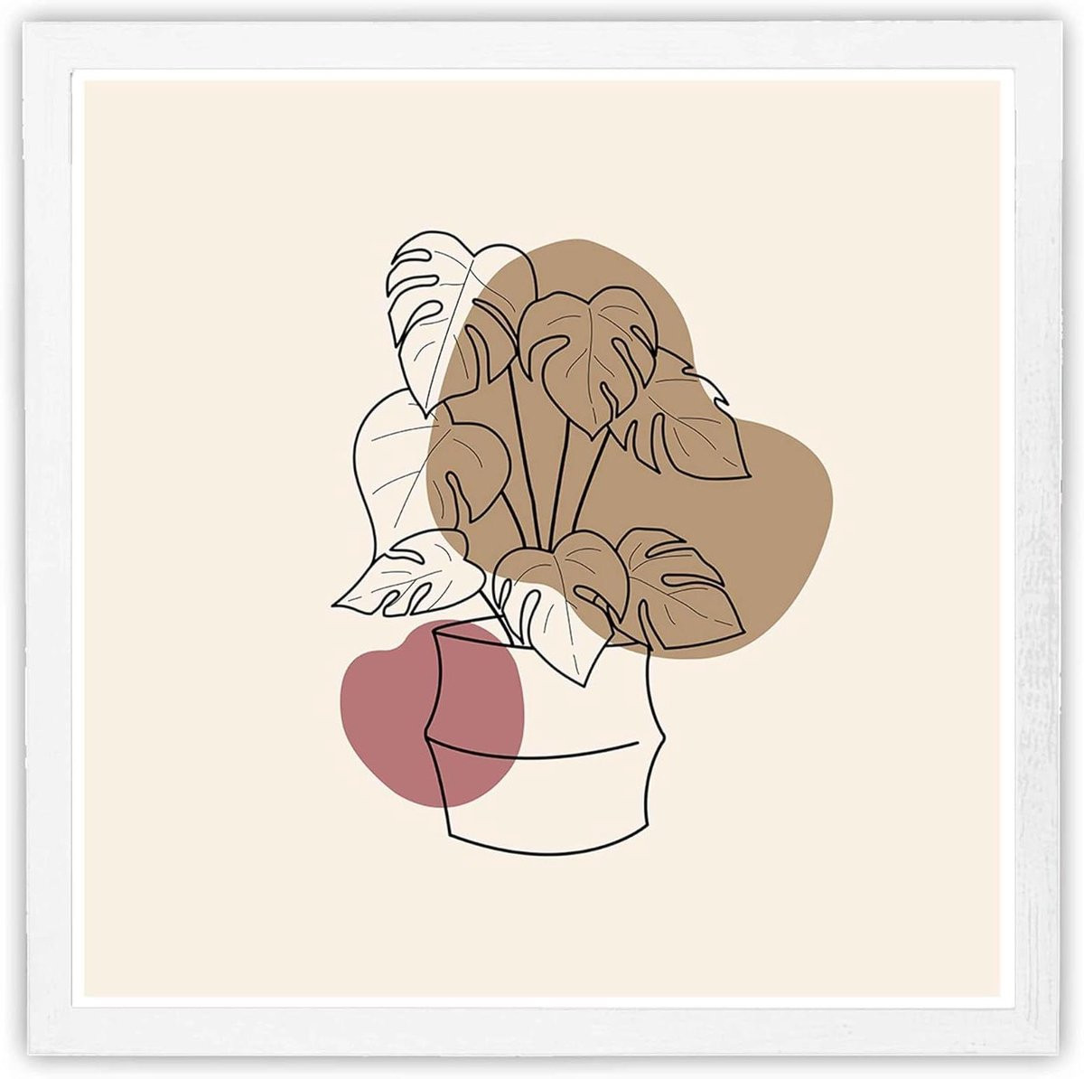 Witte vierkante posterlijst met kunststofglas en MDF-achterwand, 90 x 90 cm