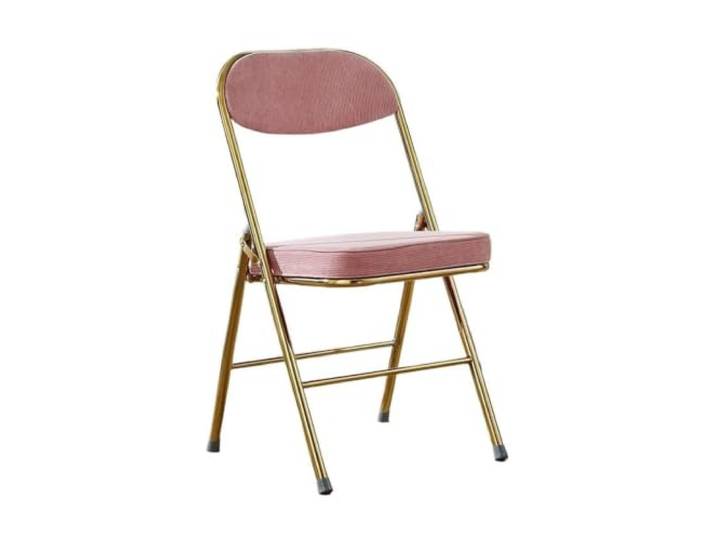 Zymjzbetic Klassischer, platzsparender Café-Stuhl mit Samtrücken Unterstützen Sie das Küchen-Ess-Set, tragbar, zusammenklappbar, Haushalt for Zuhause(Pink-gold)