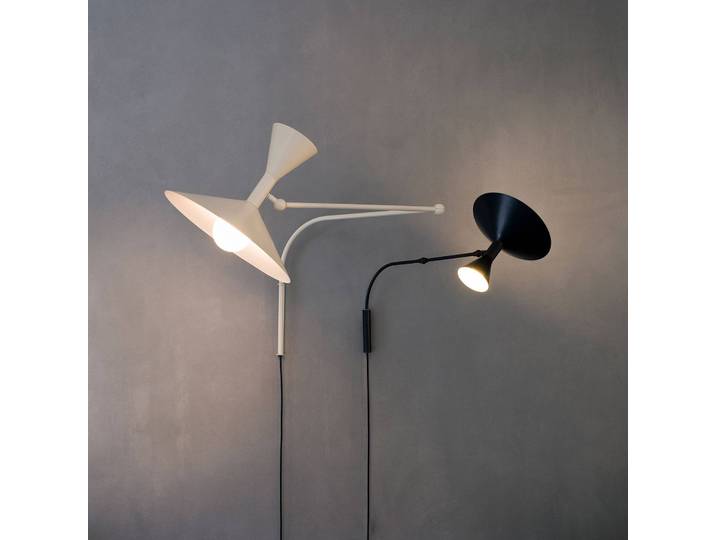 Nemo Wandlampe Lampe de Marseille, schwarz, für Wohn- / Esszimmer, Aluminium, Wandleuchte, Wandlampe Innen