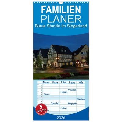 Familienplaner 2026 - Blaue Stunde im Siegerland mit 5 Spalten (Wandkalender, 21 x 45 cm) CALVENDO