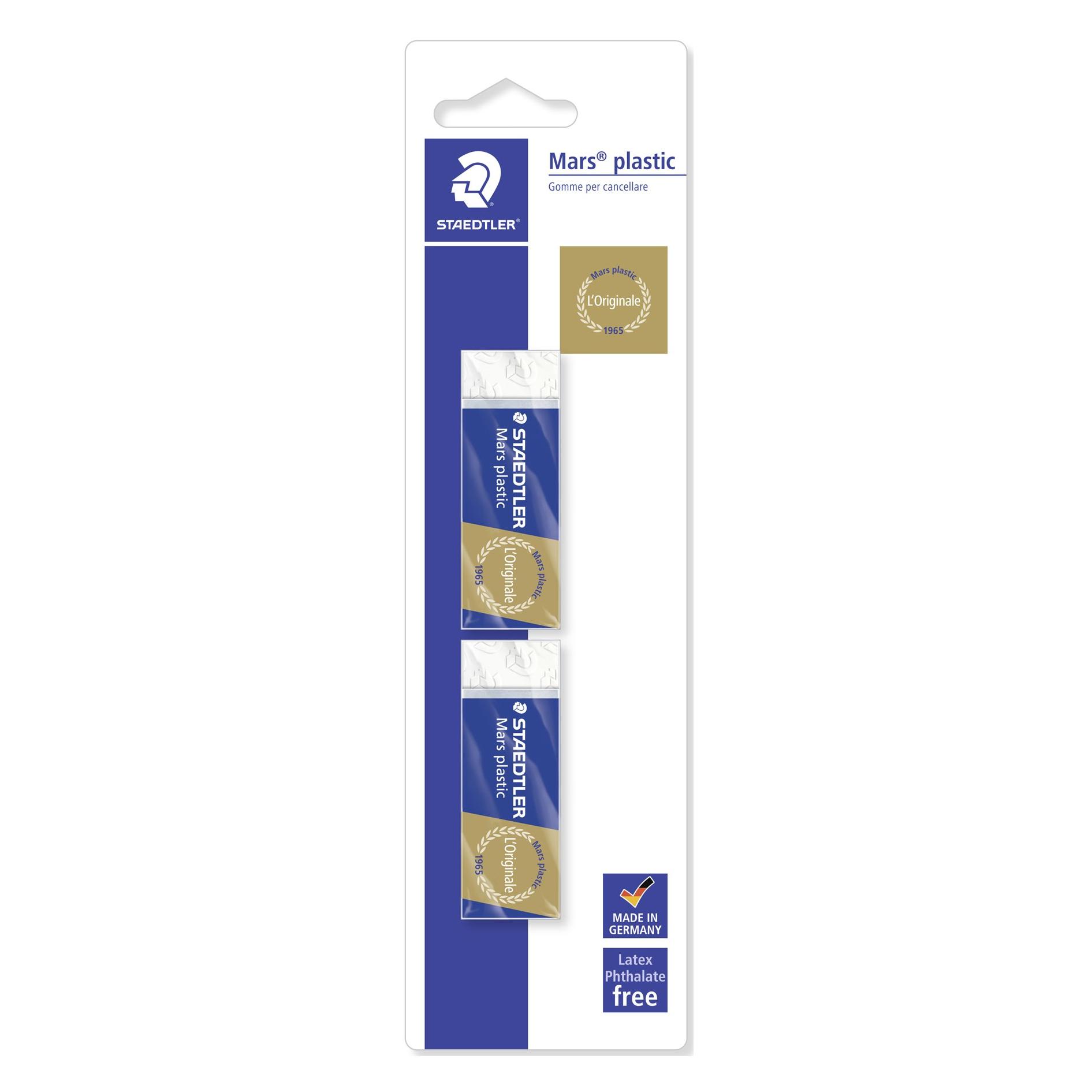 Staedtler Mars plastic 526 50 Radierer Premium Blisterkarte mit 2 Radierern (52650BK2DA)