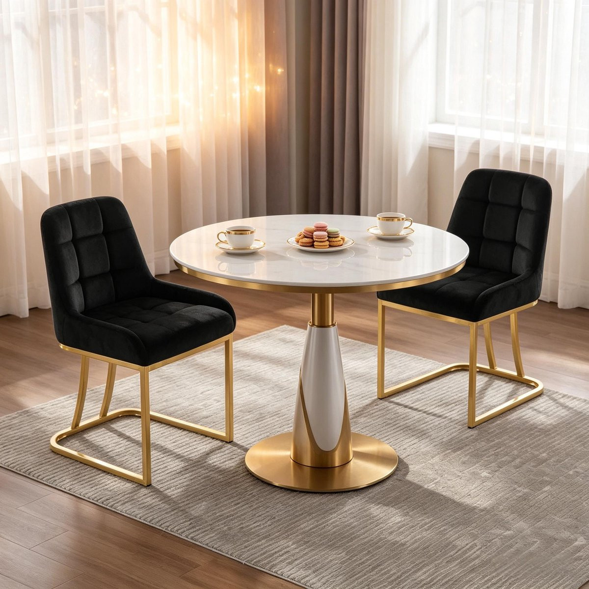 Clruro Set van 2 Comfortabele Gepolsterde Eetkamerstoelen