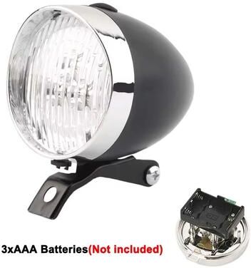 Uplifted Goods Vintage Style Bicycle Front LED Headlight For Night Riding Safety battery Black