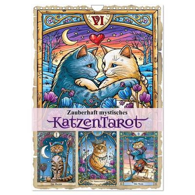 Zauberhaft mystisches Katzentarot (Wandkalender 2027 DIN A4 hoch), CALVENDO Monatskalender
