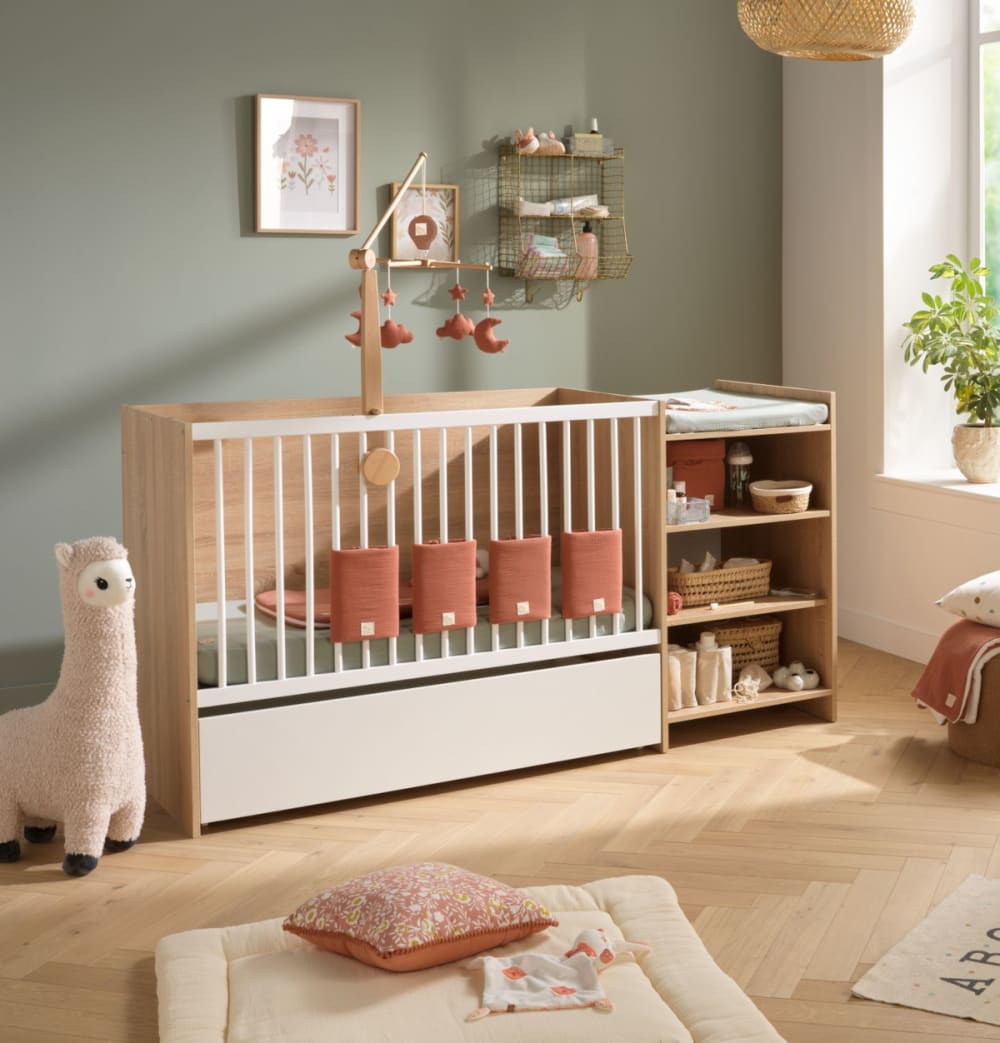 Baby Price Tiroir de lit combiné évolutif sur roulettes Blanc 118x28x63cm