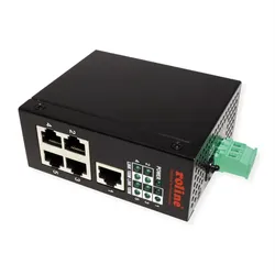 Roline Industrie Switch 5x RJ-45, unmanaged (5 Ports), Netzwerk Switch, Schwarz