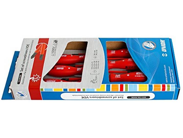 UNIOR 617655 – set met 6 ontvangers VDE planos en Phillips in caja de cartonserie 603CS6AVDE